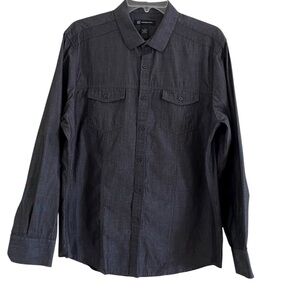 INC INTERNATIONAL CONCEPTS BLACK BUTTON DOWN SHIRT Size L Long Sleeve Casual